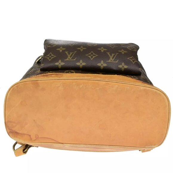 LOUIS VUITTON Montsouris GM Backpack Bag Monogram Leather Brown M51135 85ED205 main image 4